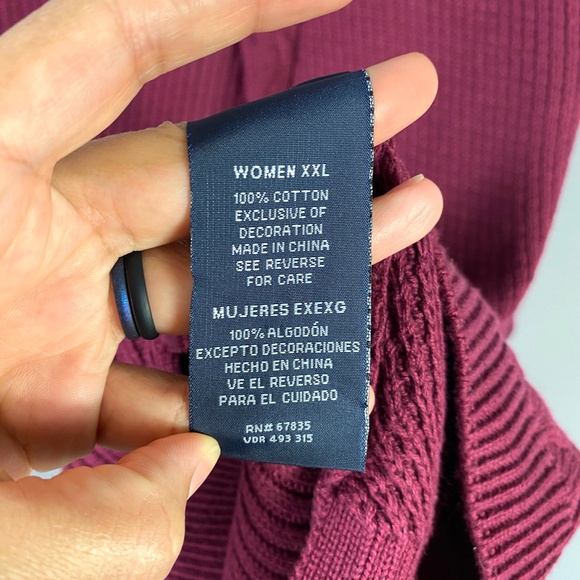 Nautica Women’s Single Cable Knit Tunic Sweater in Burgundy Plus Size XXL - Picture 8 of 8